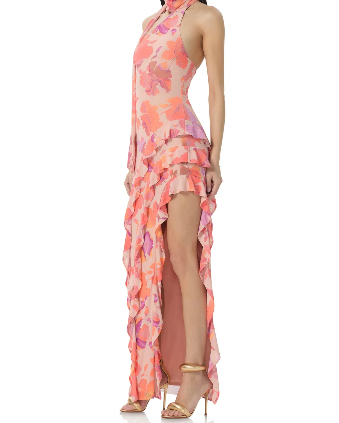 AFRM - Desiree Ruffle Maxi Dress - Nude Marble Floral