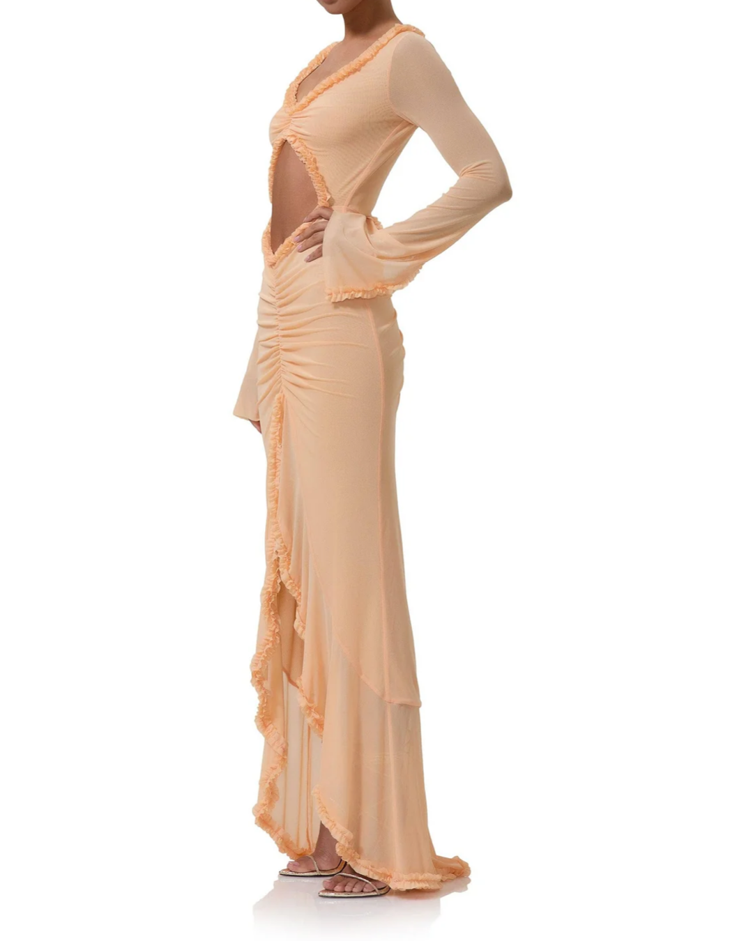 AFRM - Cat Micro Ruffle Maxi - Peach Fuzz