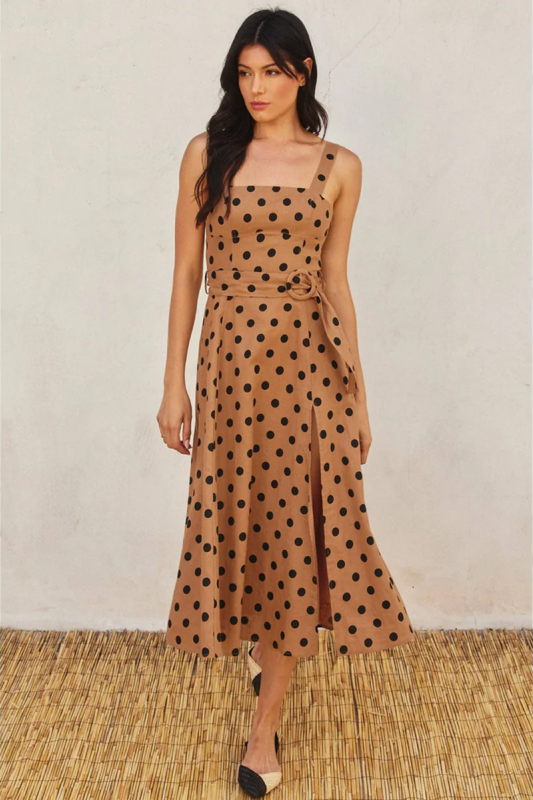 Dress Forum - Polka Dot Buckle Midi Dress