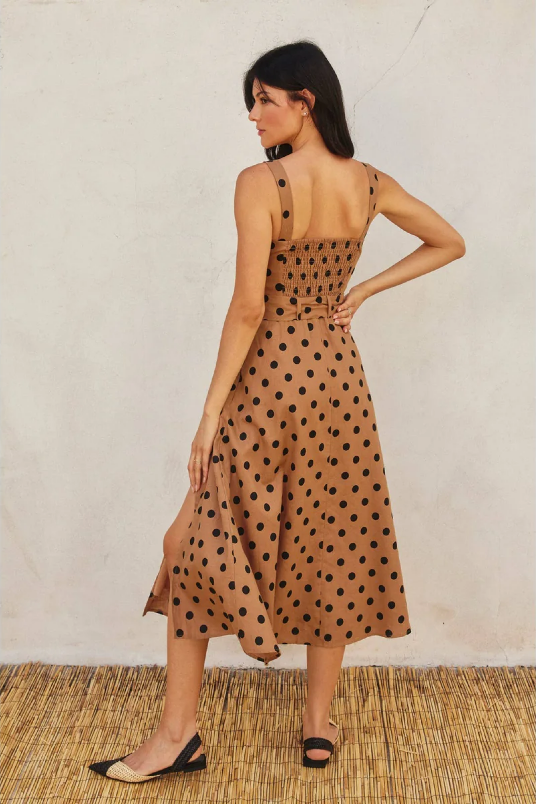 Dress Forum - Polka Dot Buckle Midi Dress