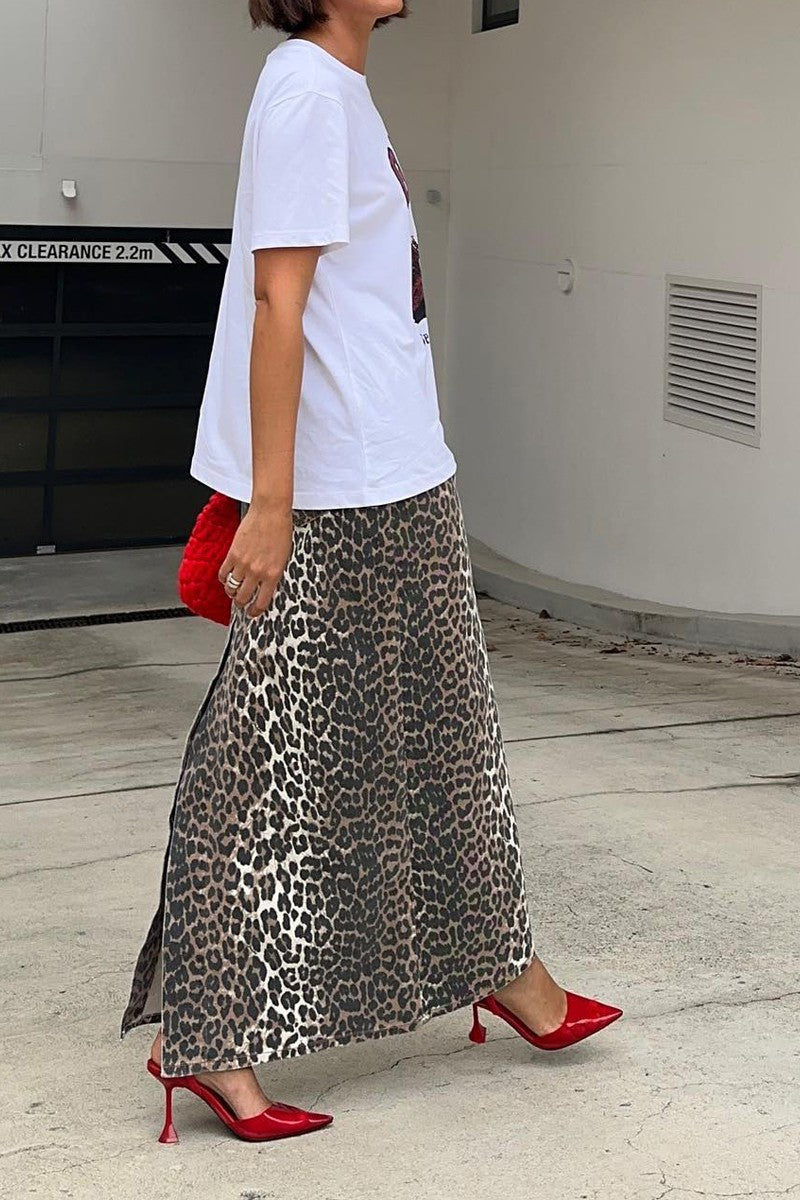 Leopard slit Skirt