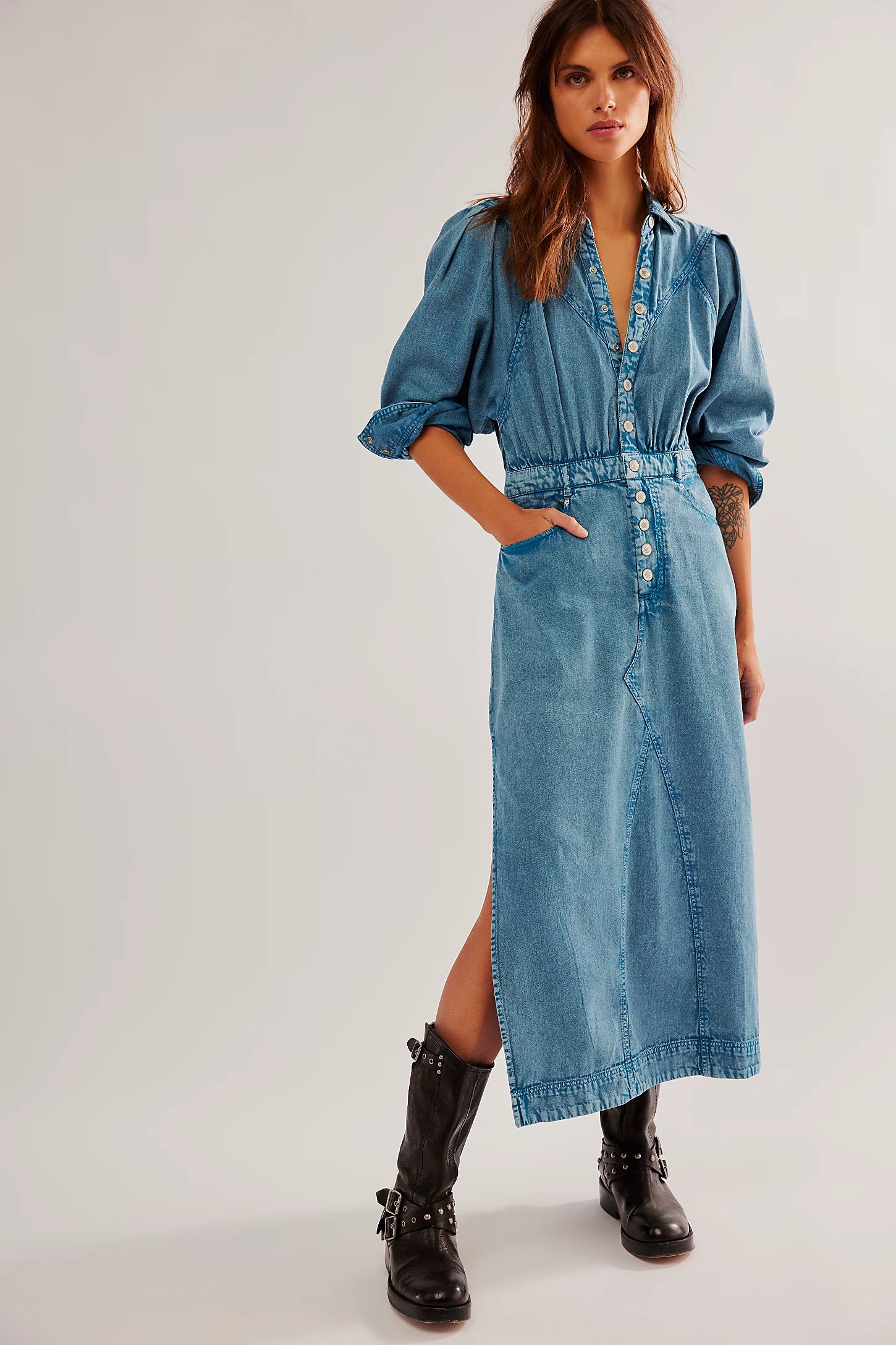 Mad Love Denim Midi Dress