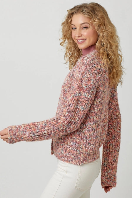 Mixed Yarn Chunky Sweater Cardigan