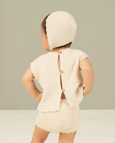 Scallop Knit Baby Set || Natural