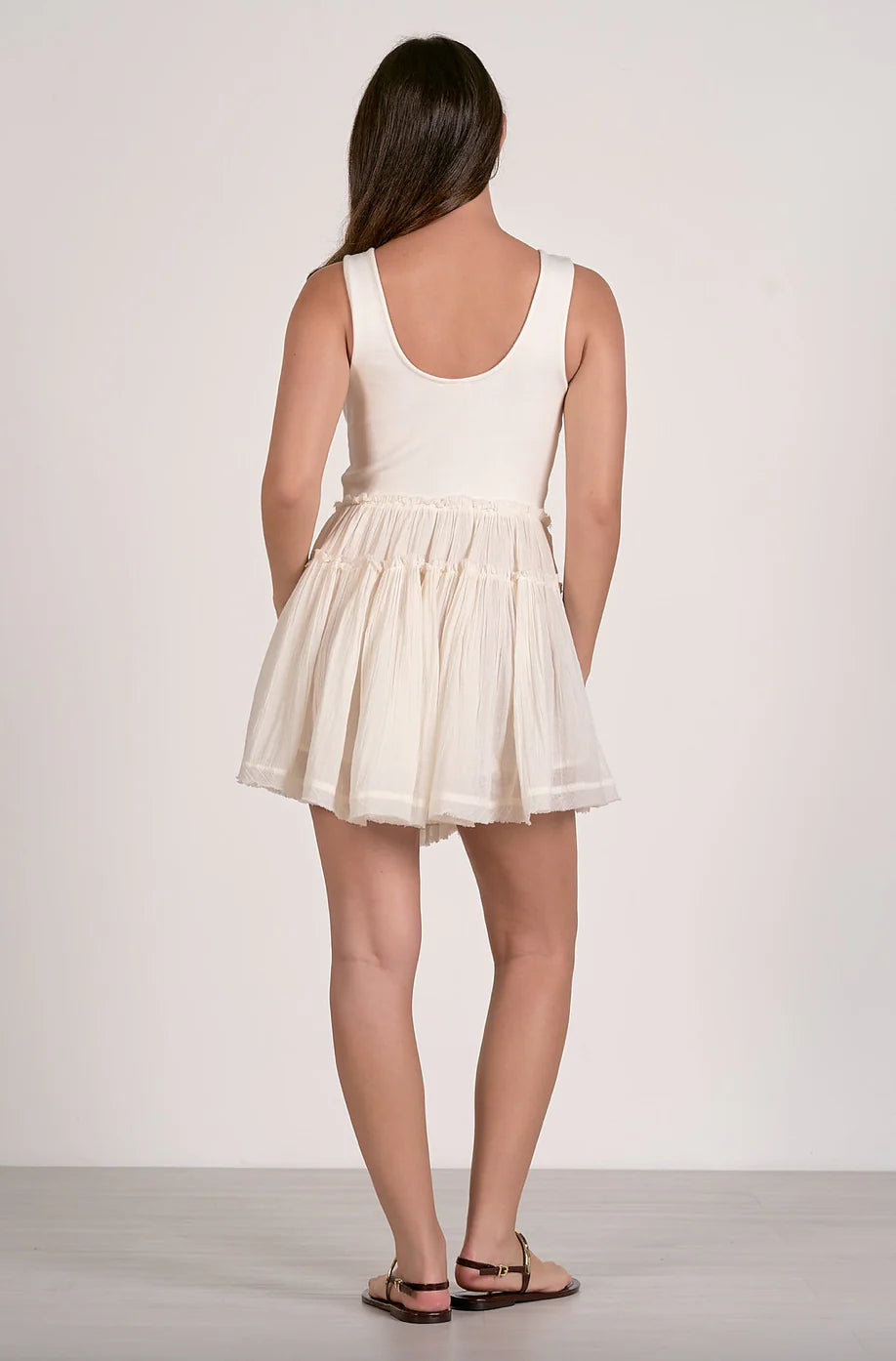 Mixed Media Short Dress - Cotton Top & Chiffon Skirt