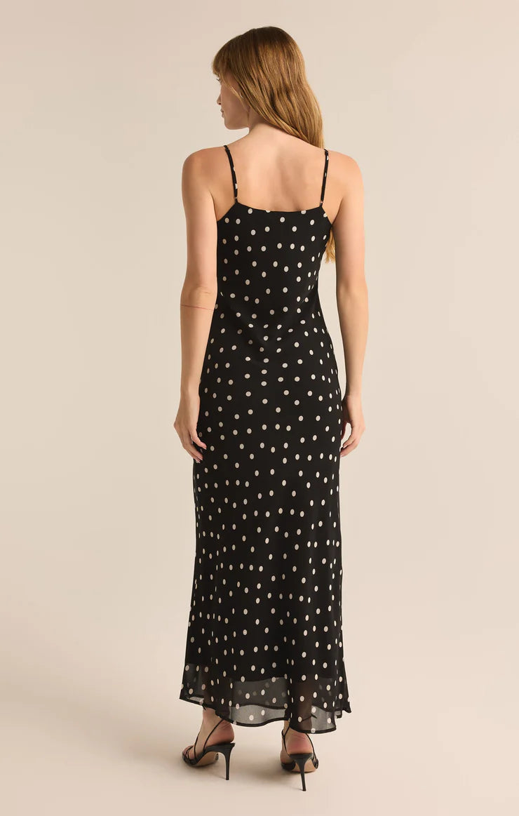 Cecily Polka Dot Slip Dress Black