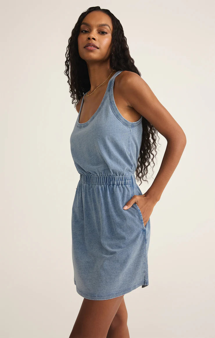 Keegan Jersey Denim Mini Dress