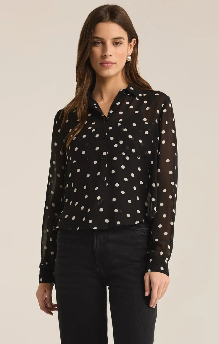 VIVIENNE POLKA DOT CREPE TOP