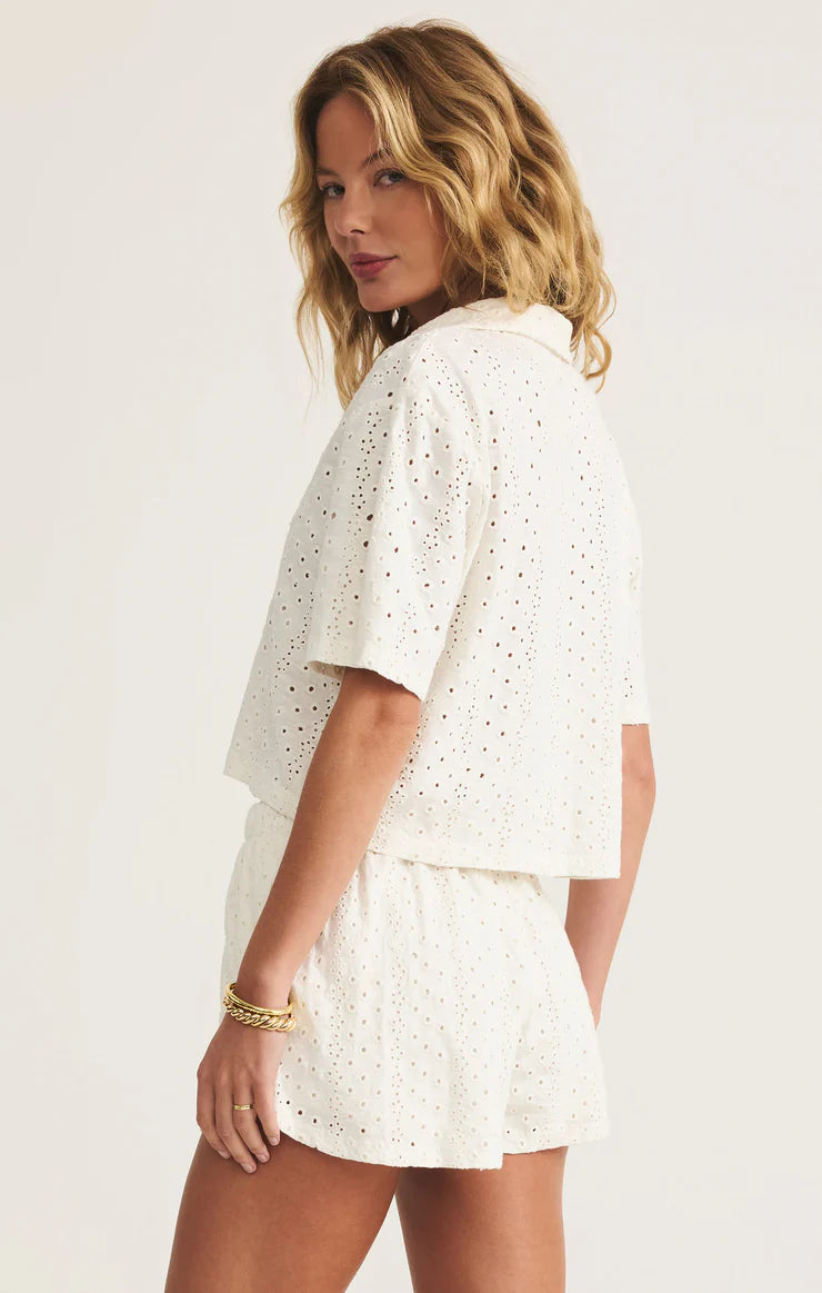 Madrid Knit Eyelet Button Up