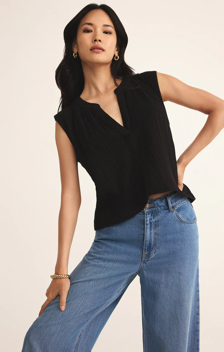 Cliffside V-Neck Airy Gauze Top