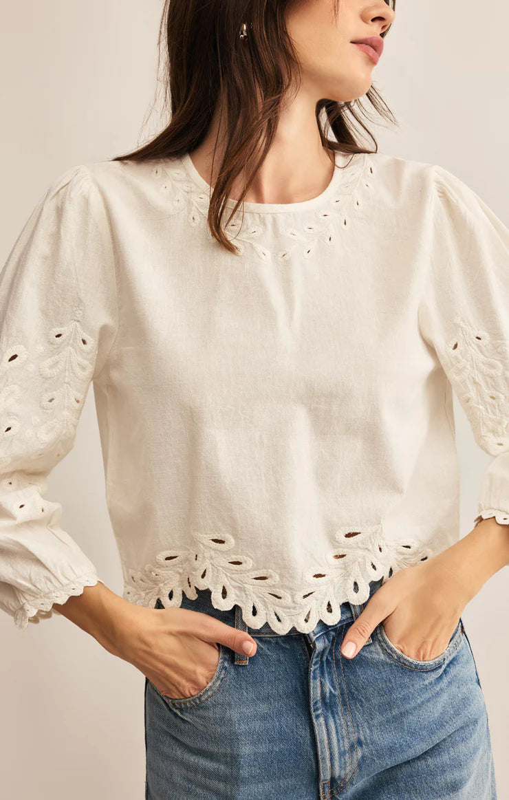 Ambroise Embroidered Linen Top