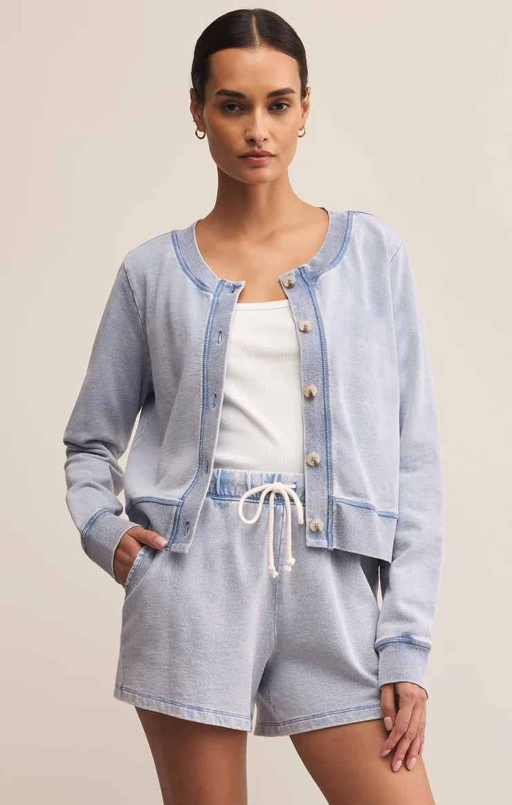 Daily Knit Denim Cardigan Washed Indigo