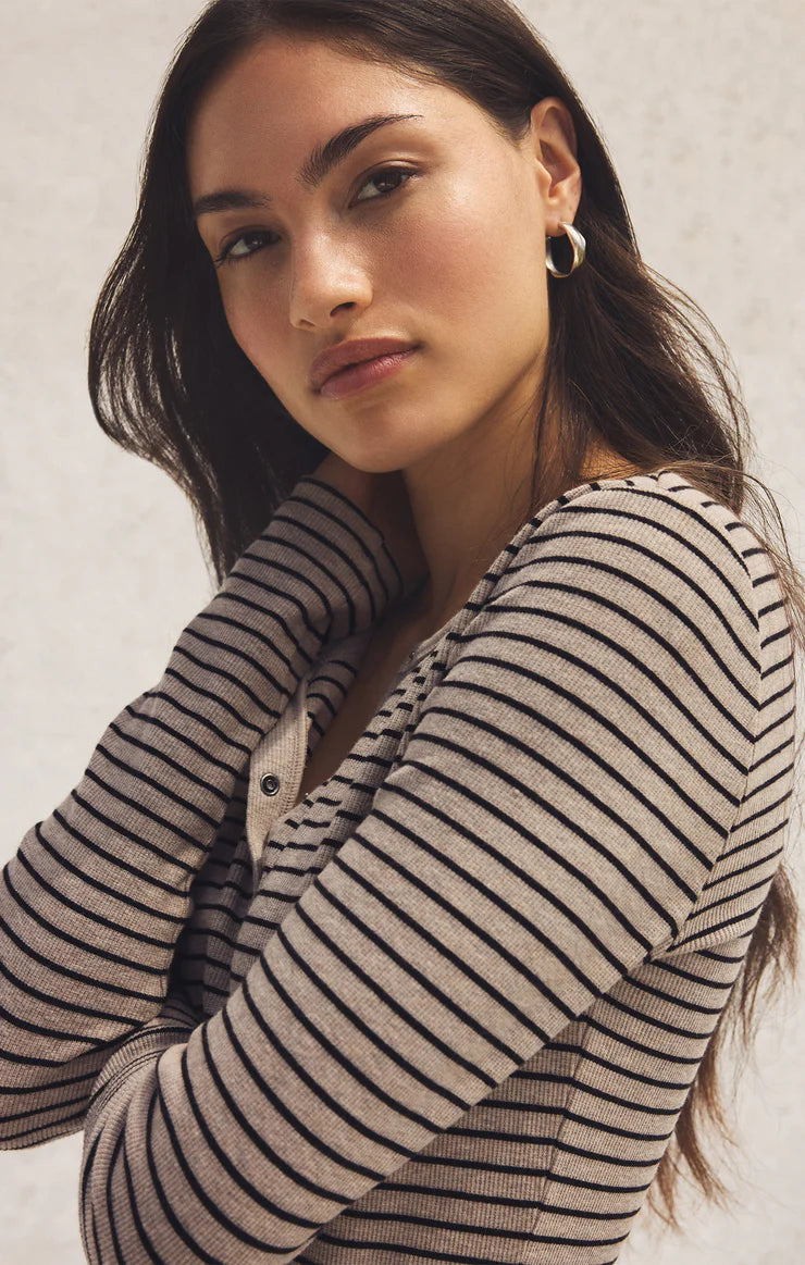 Stella Striped Modal Rib Henley