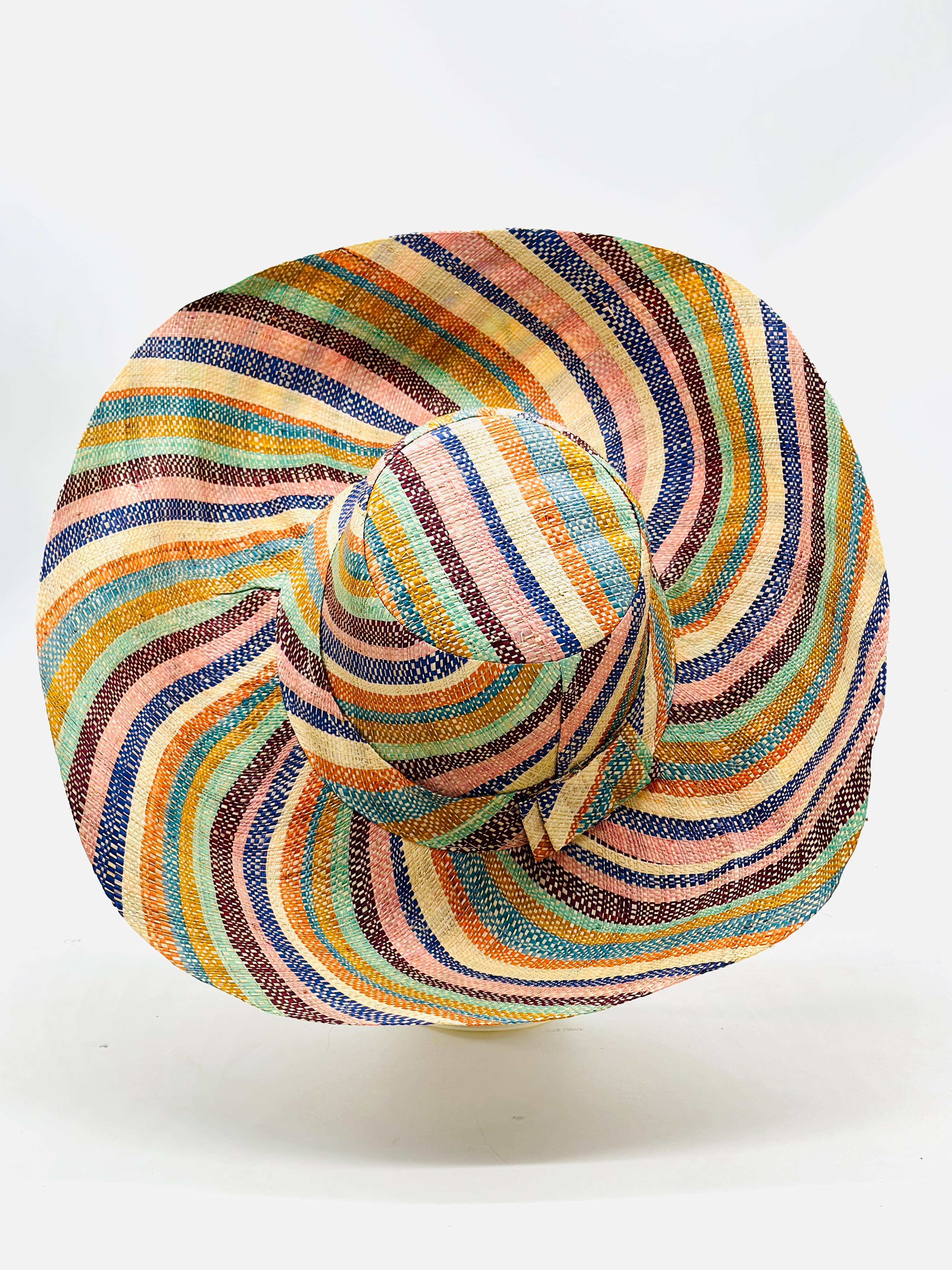 Shebobo - Sun Hats: Colored Stripes Packable 5"  Brim Raffia Straw