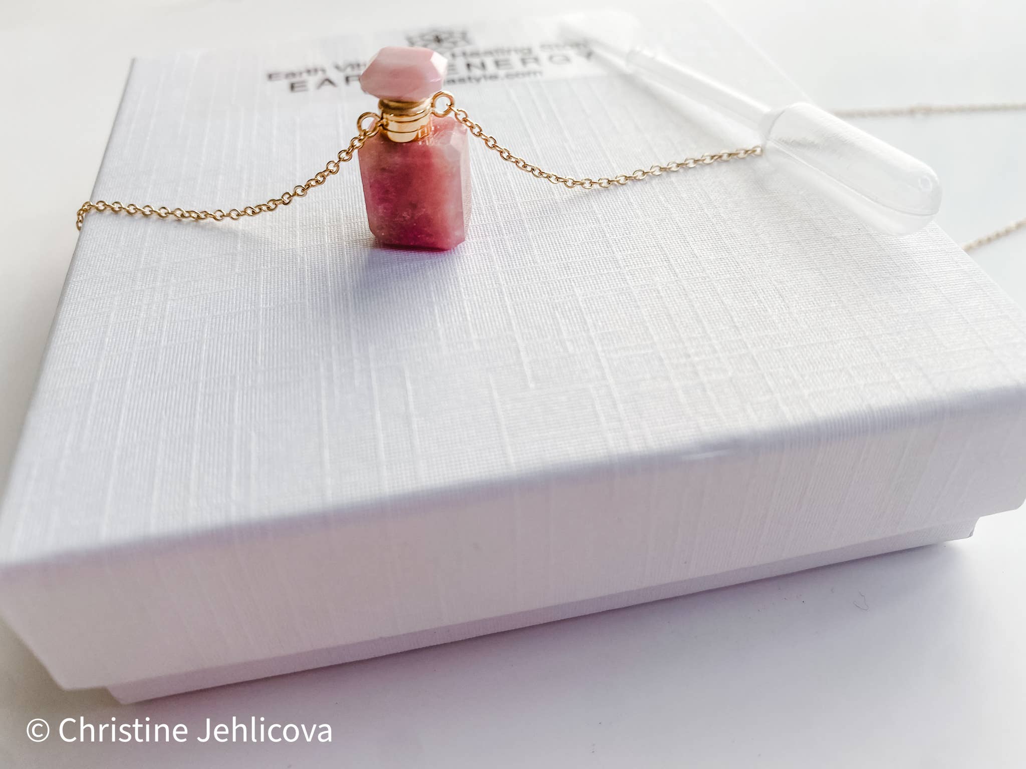 HoopLa - Gemstone Mini Perfume Bottle Crystal Necklace
