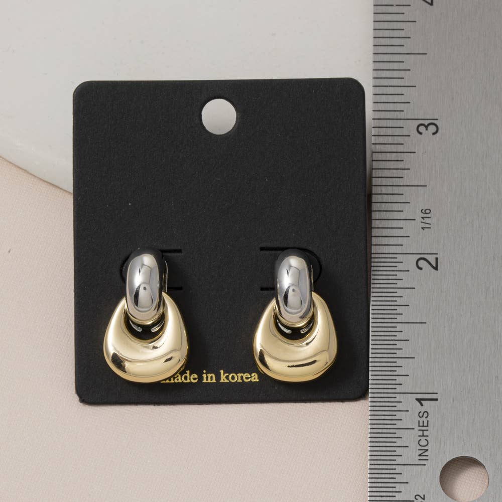 Fame Accessories - Chunky Puffy Doorknocker Drop Earrings