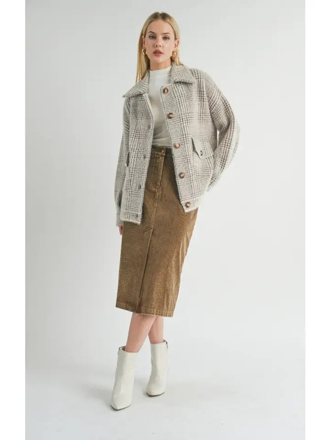 LOLA PLAID SWEATER JACKET