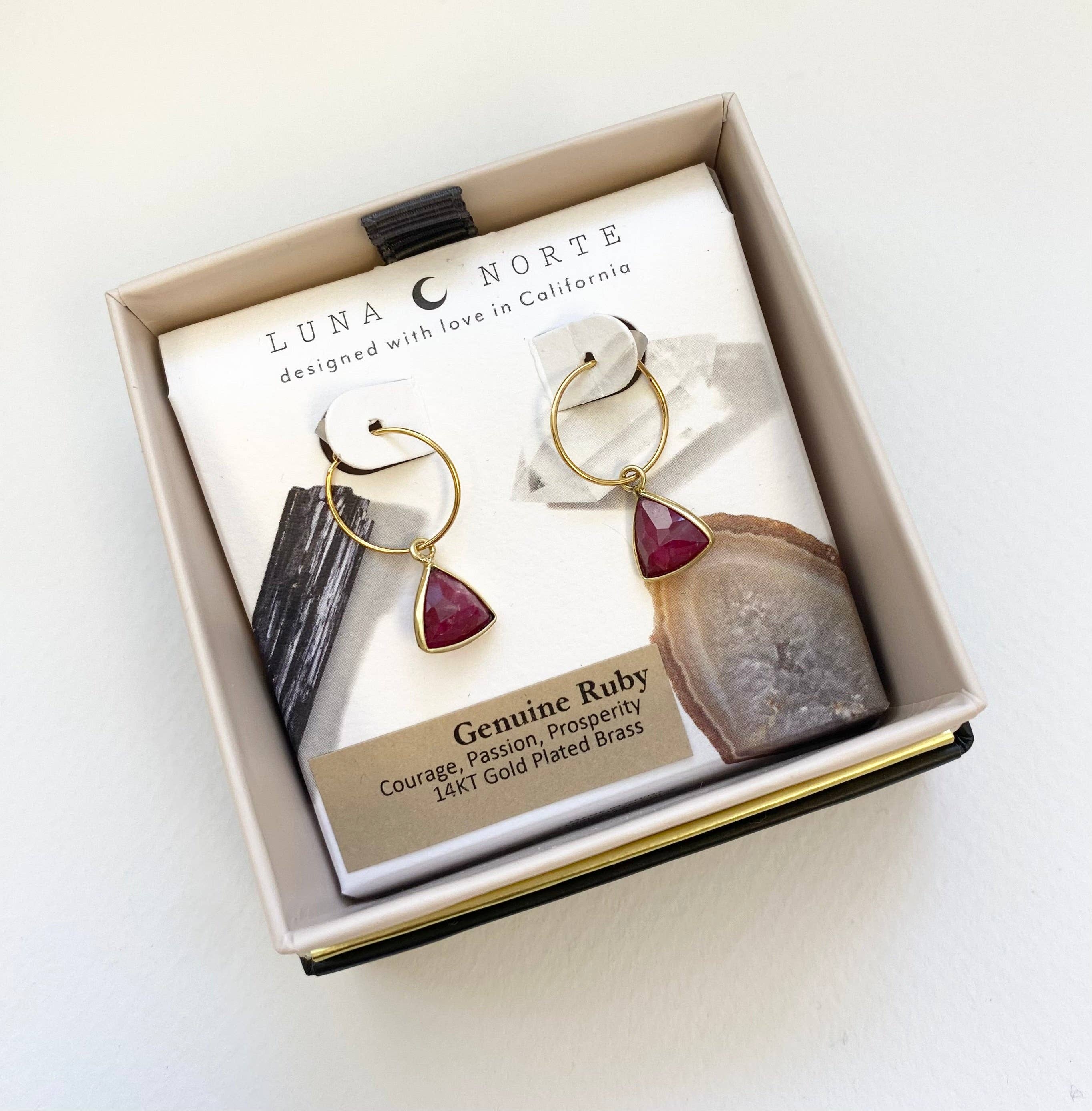 Luna Norte - Bermuda Triangle Mini Hoop Earrings - Ruby