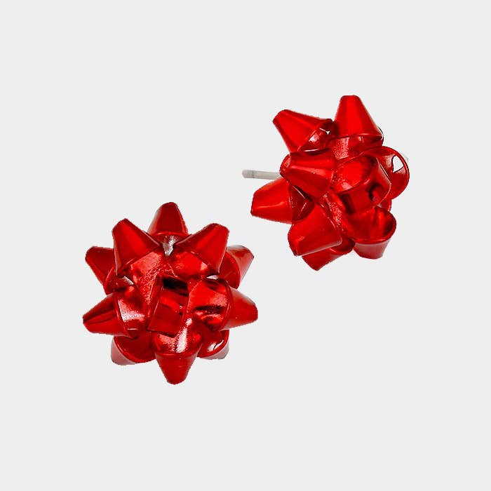 Big Christmas Gift Bow Stud Earrings