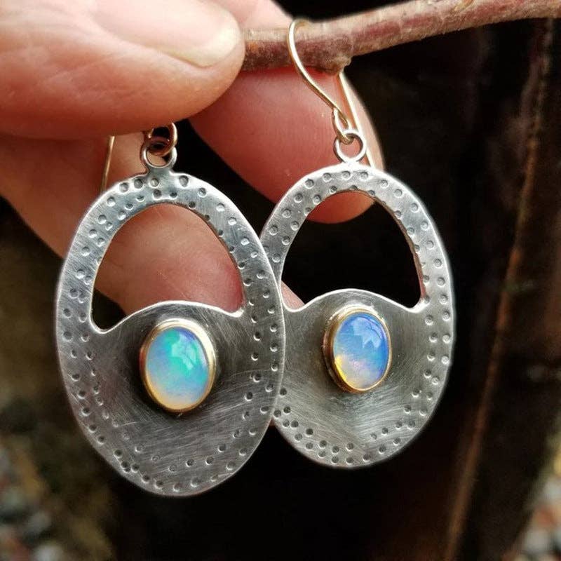 Dipped Shop - Retro Geometric Sparkling Cubic Zirconia Drop Earrings