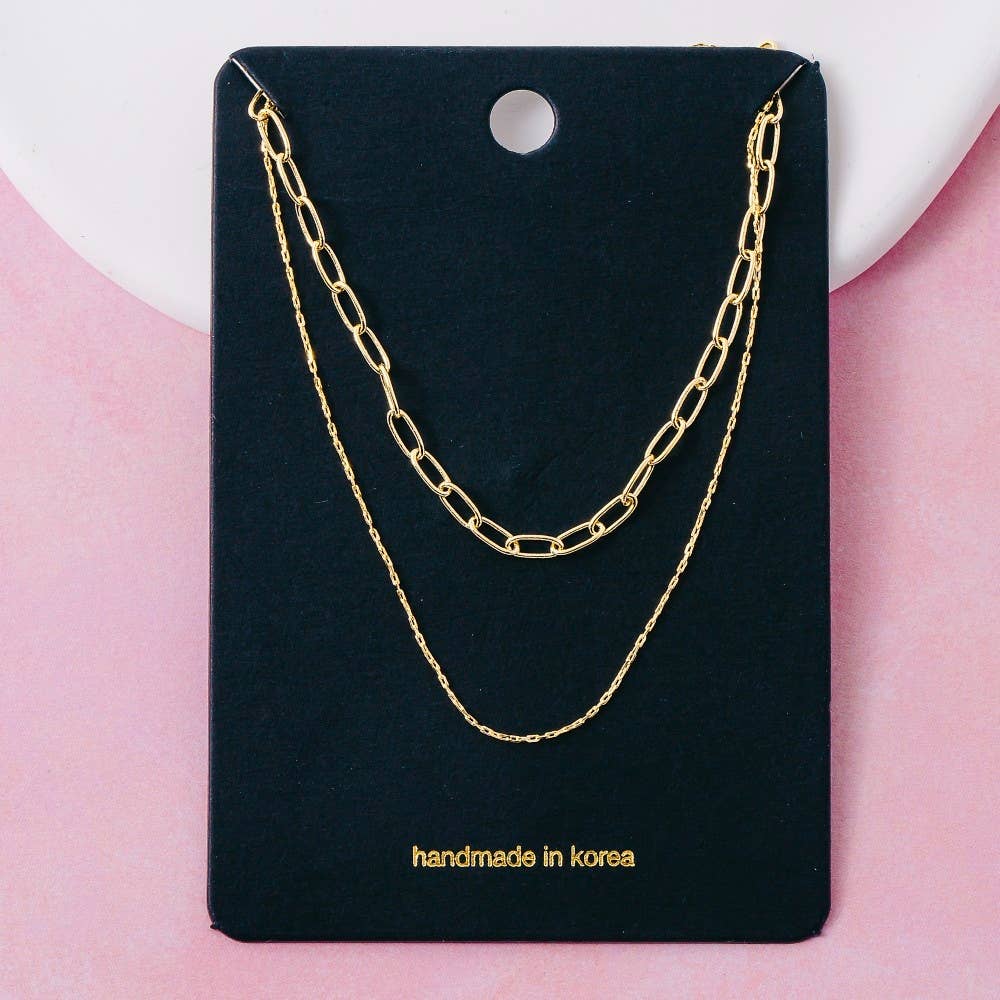 Fame Accessories - Double Layered Chain Necklace