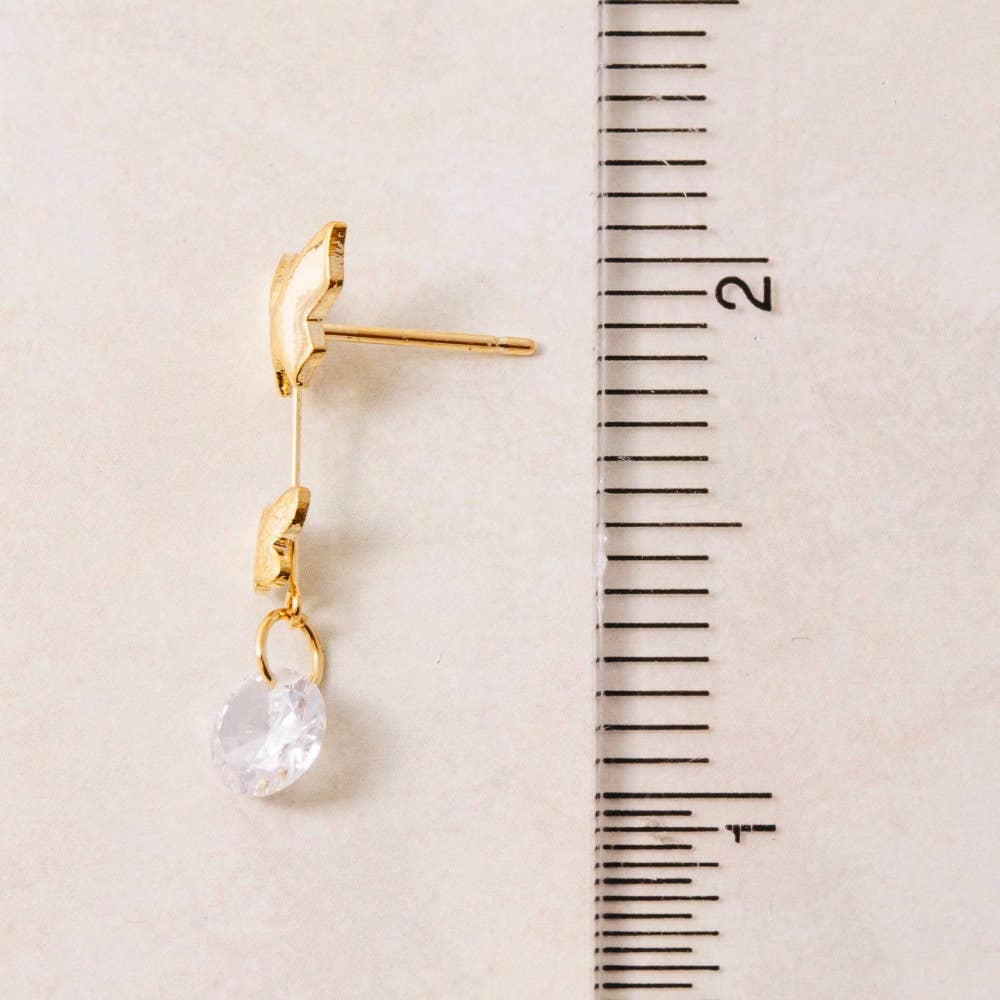 Fame Accessories - Butterflies And Cz Gem Dangle Earrings