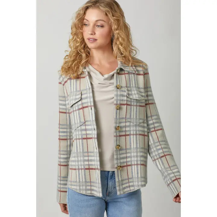 Check Pattern Sweater Jacket