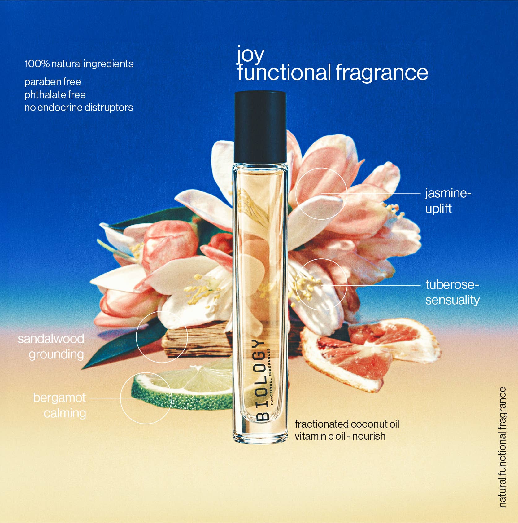 Biology Functional Fragrances - JOY | Jasmine Tuberose Sandalwood | Natural Fragrance Oil