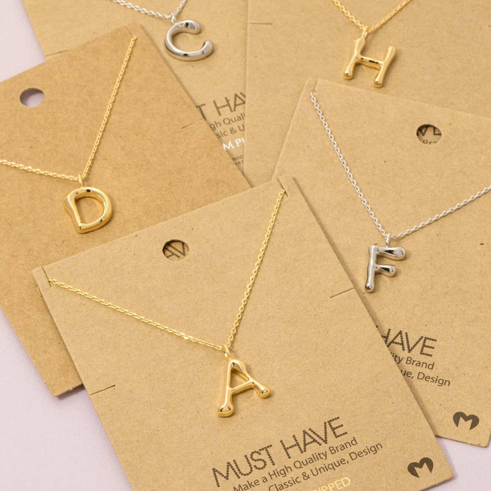 Fame Accessories - Gold Dipped Bubble Letter Pendant Necklace