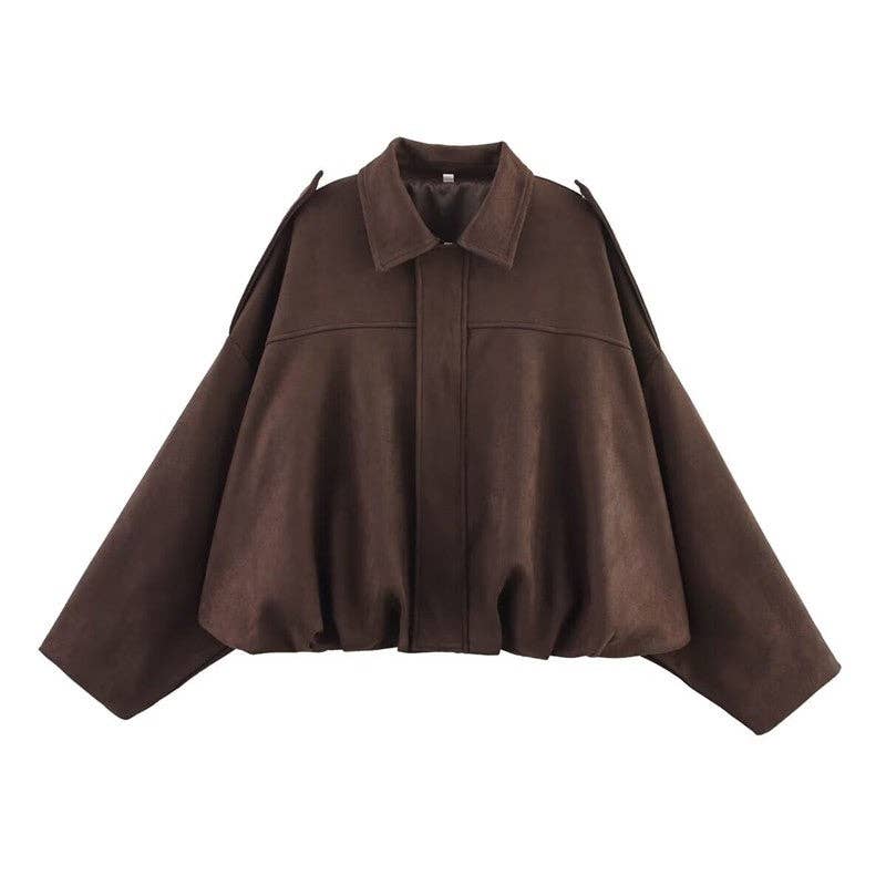 Sheer Trend - Pure Suede Notch Collar Jacket