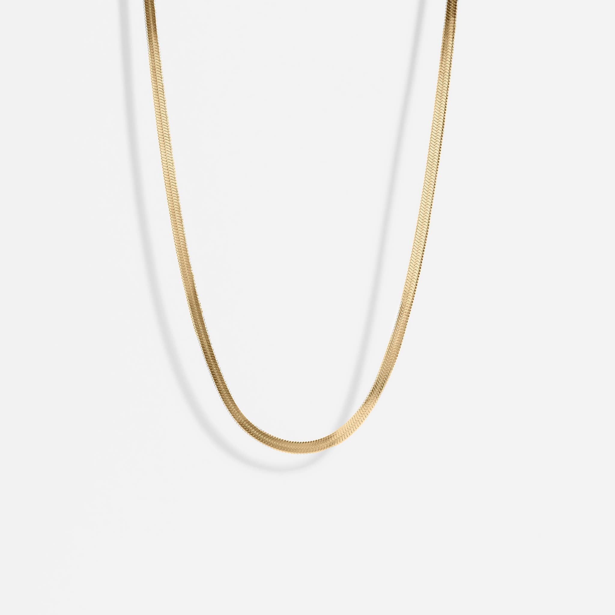 WJW - 18K Gold Stainless Steel Herringbone Chain Necklace