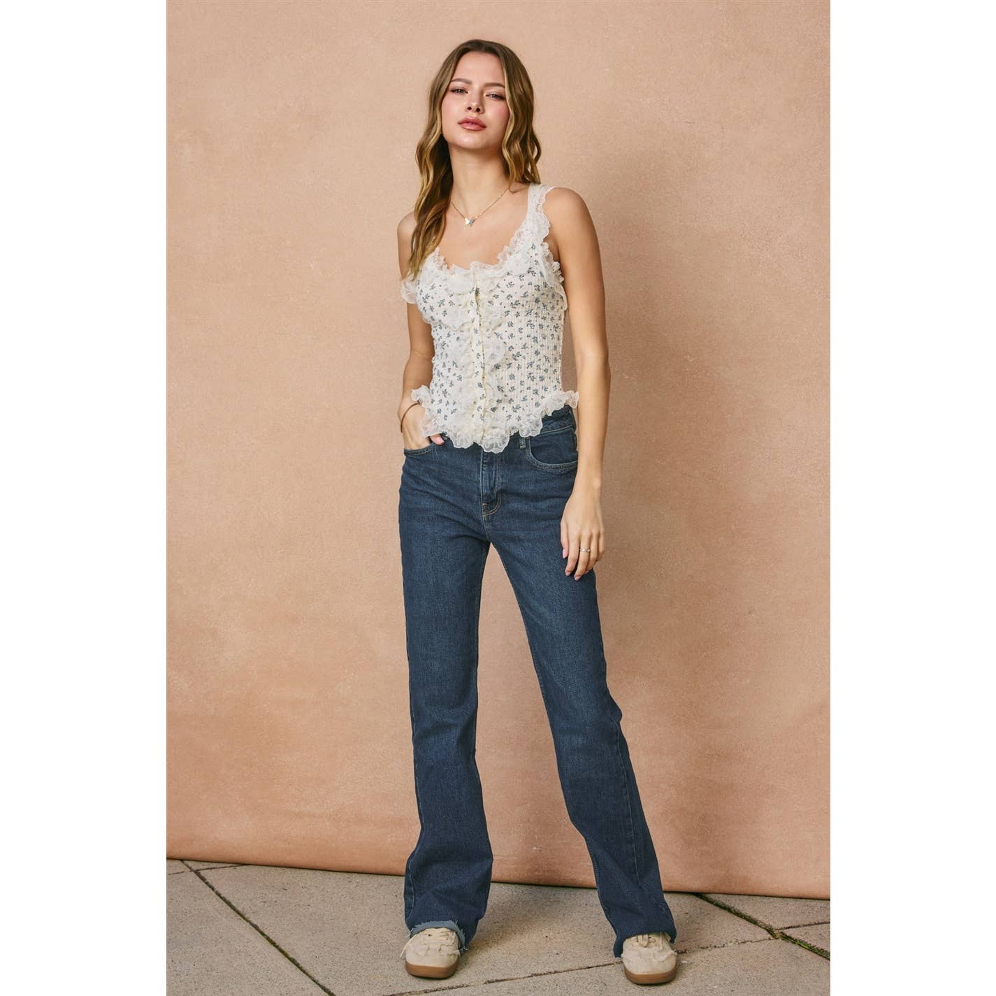 Dress Forum - Sweet Briar Lace Waffle Tank Top