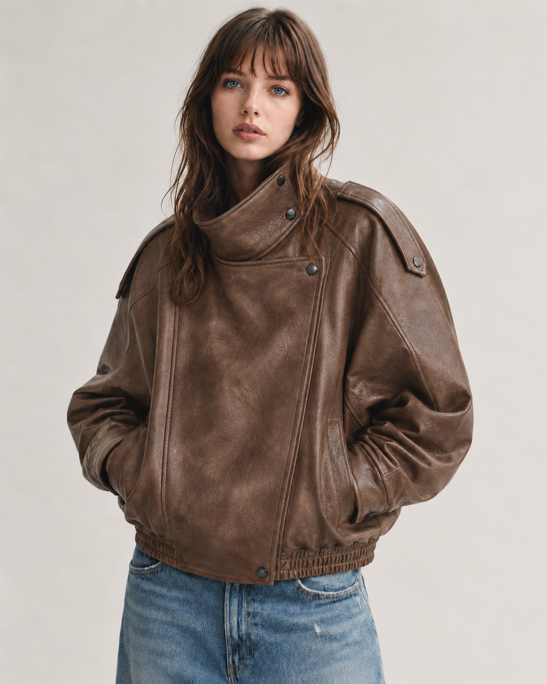 J LINE | LUZINA - OVERSIZED LEATHER BIKER JACKET