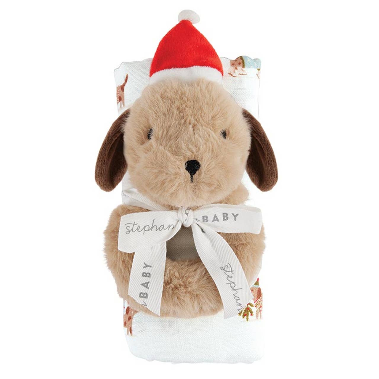 Stephan Baby by Creative Brands - Swaddle Blanket - Plush Dog Rattle