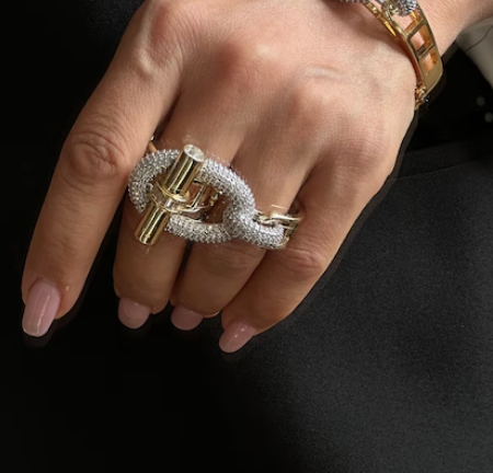 HoopLa - Double Finger Pavé Lock Ring