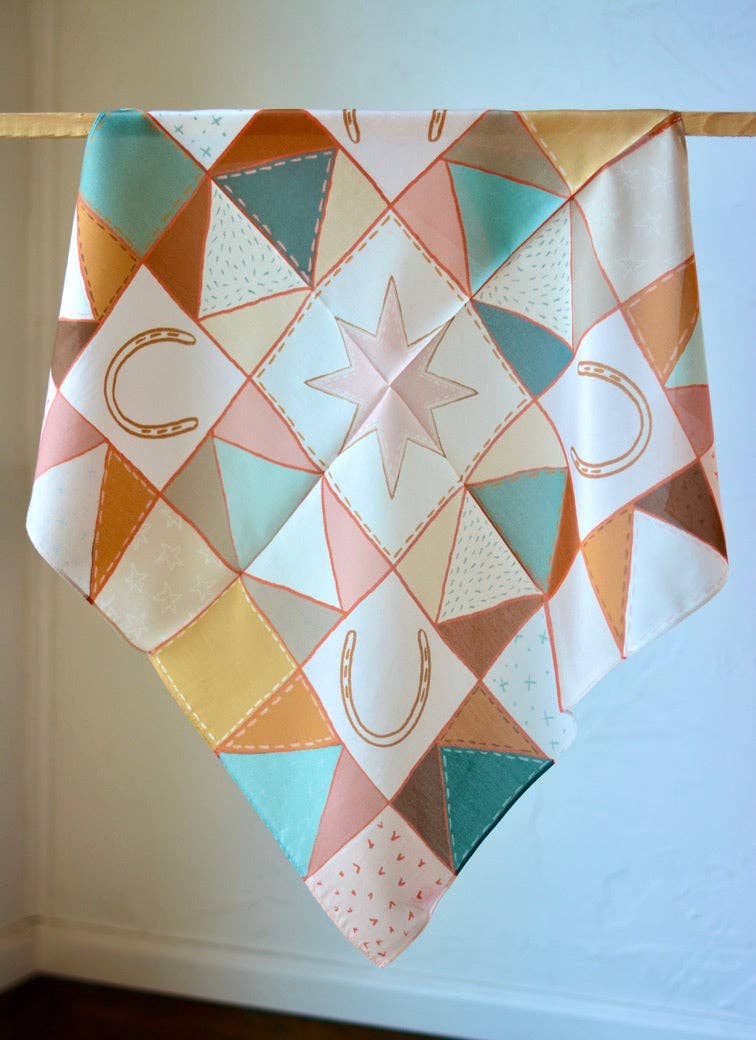 Tirzah Lane Art - Vintage Ranching Patchwork Quilt Silk Wild