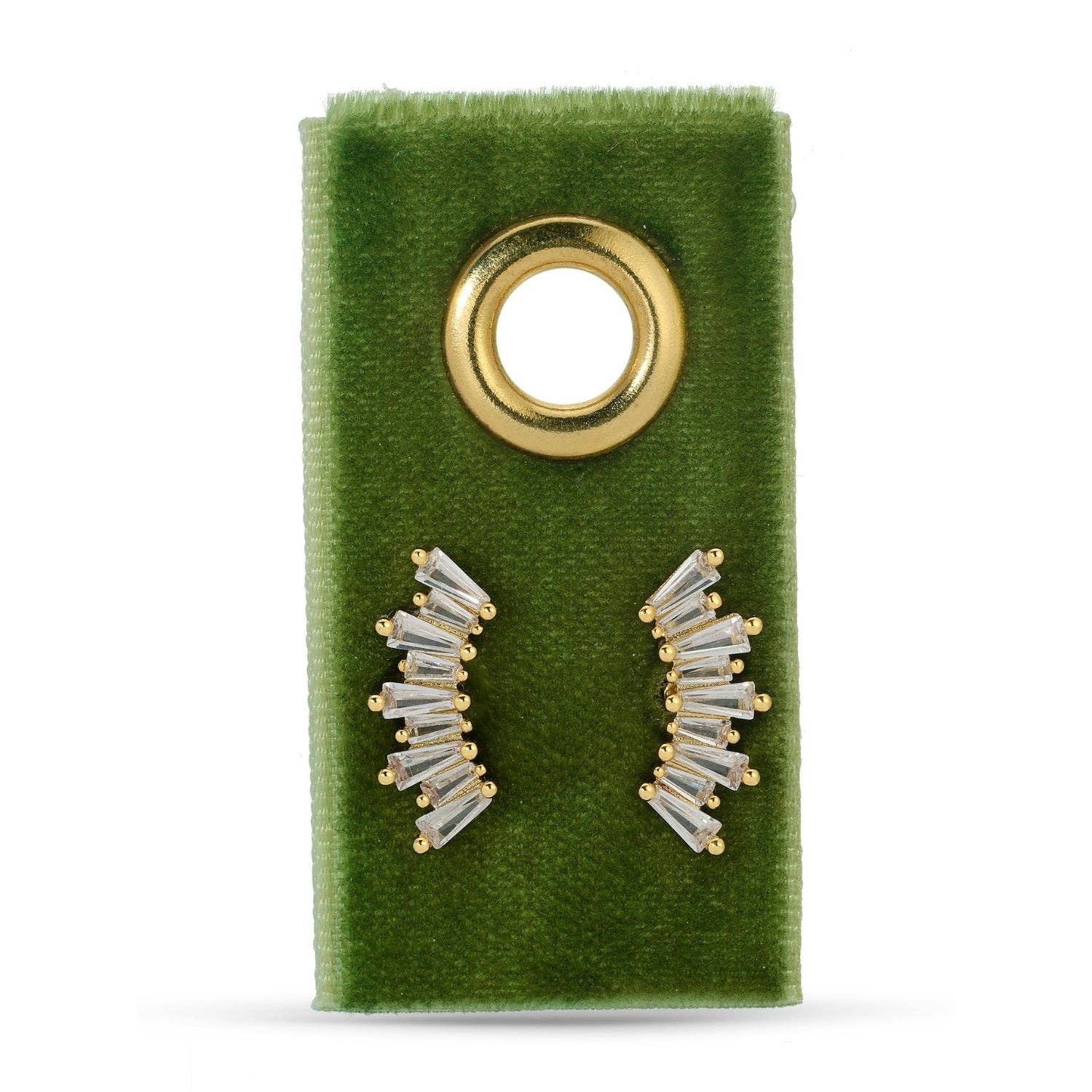 Splendid Iris - Curved Baguette Studs On Velvet Gift Tag