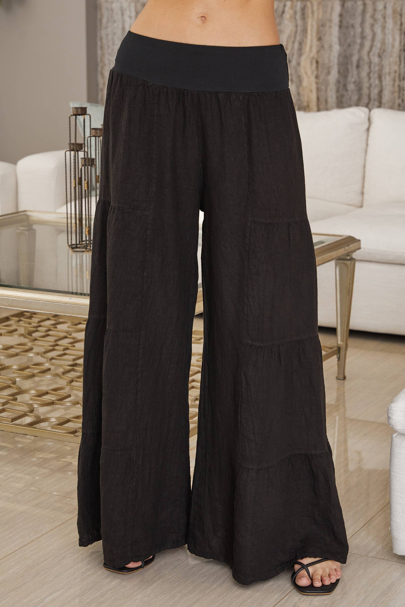MILIO MILANO - LINEN TIERED PALAZZO PANT