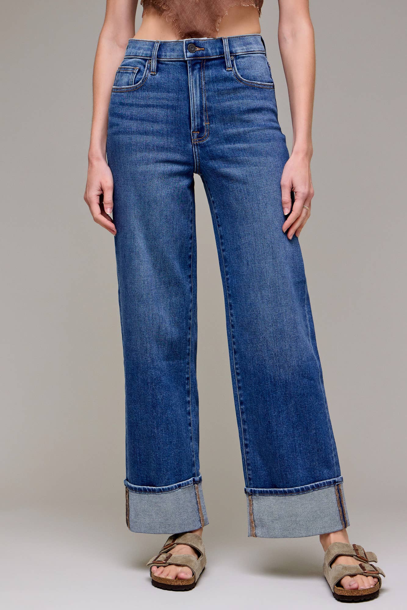 Hidden Jeans - Dark Wash Cuffed Stretch Clean Dad Jean