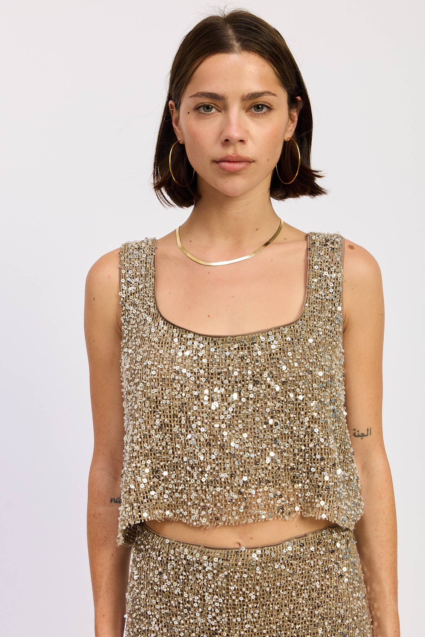 Emory Park - SLEEVELESS SQAURE NECK SEQUIN TOP