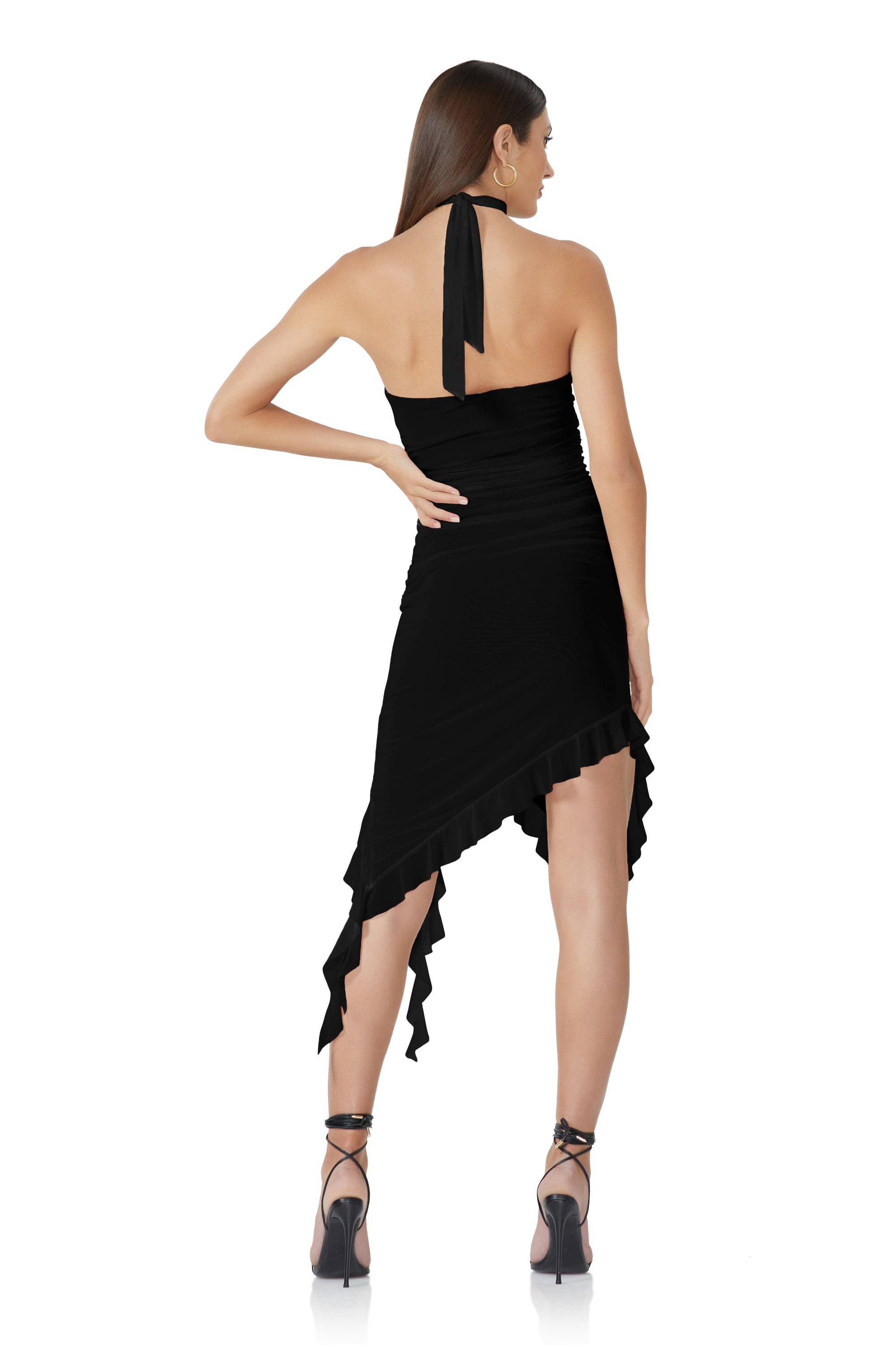AFRM - Shonda Ruffle Mini Dress - Noir