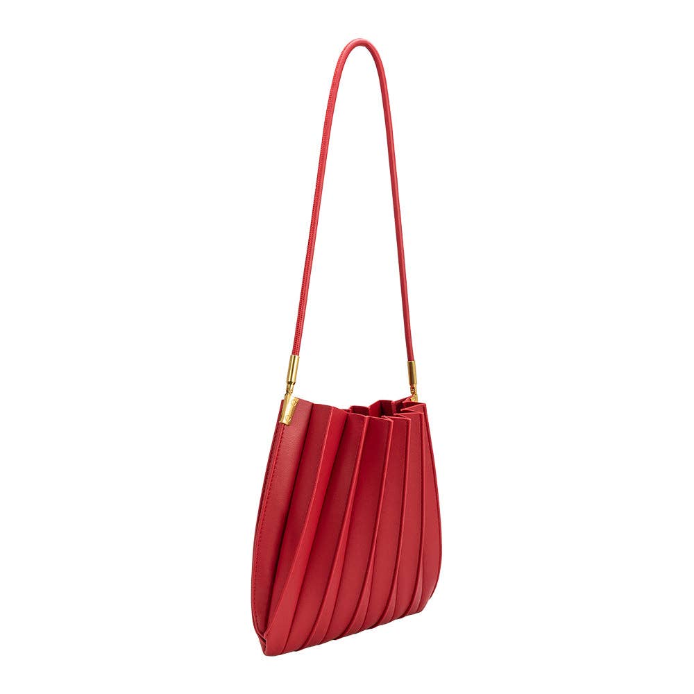 Melie Bianco - Carrie Red Pleated Vegan Shoulder Bag