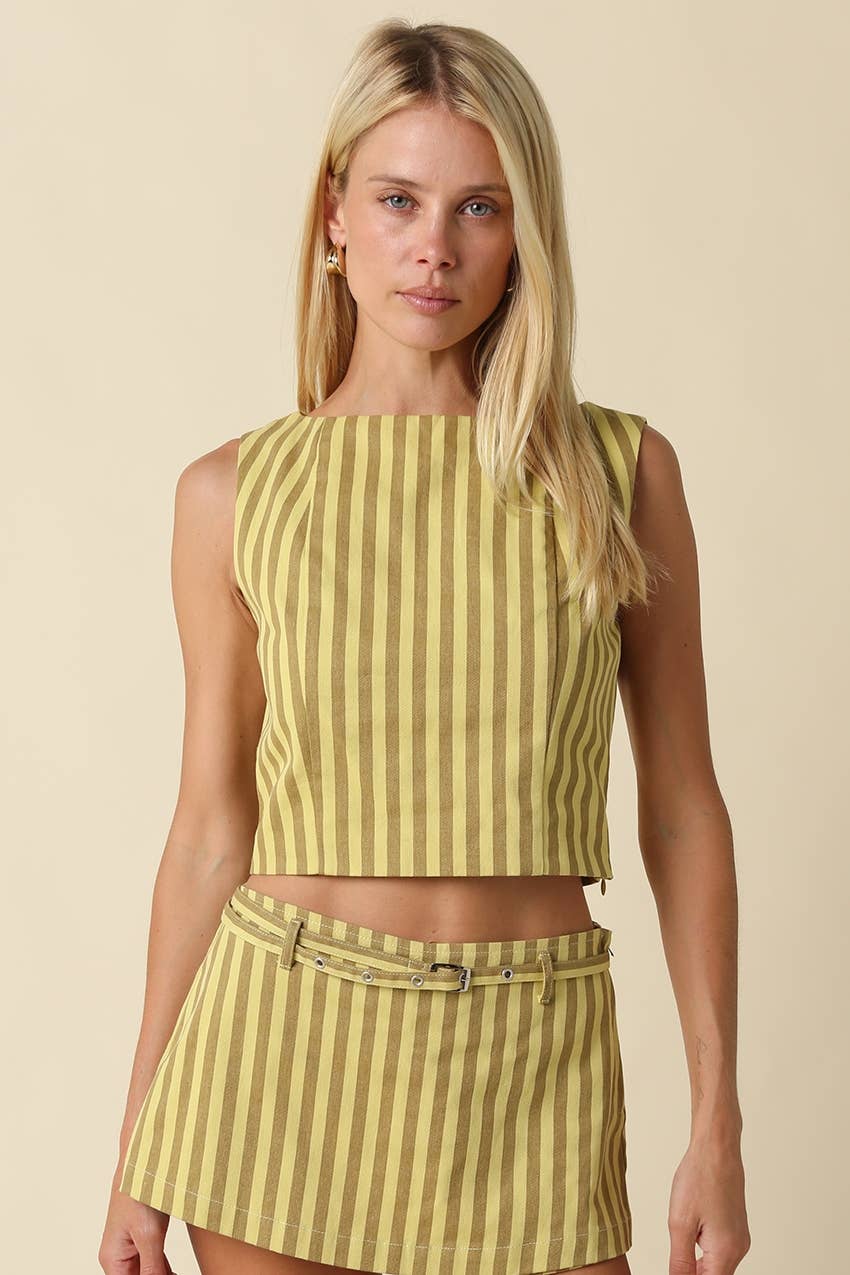 Olivaceous - Amara Stripe Crop Top