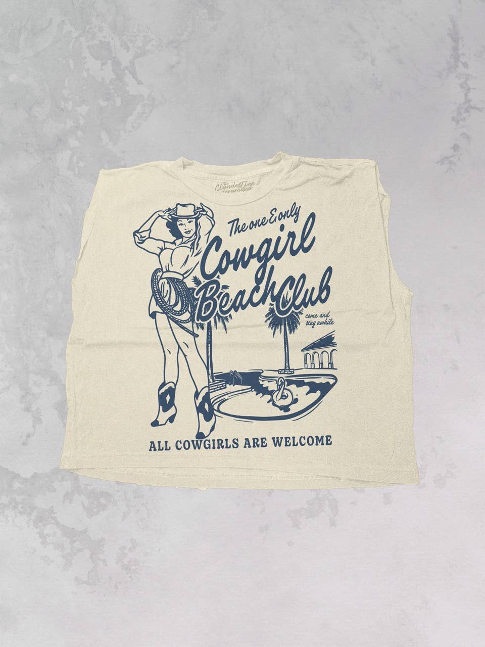 Cowgirl Beach Club, Western Vintage Cropped Muscle Tank
