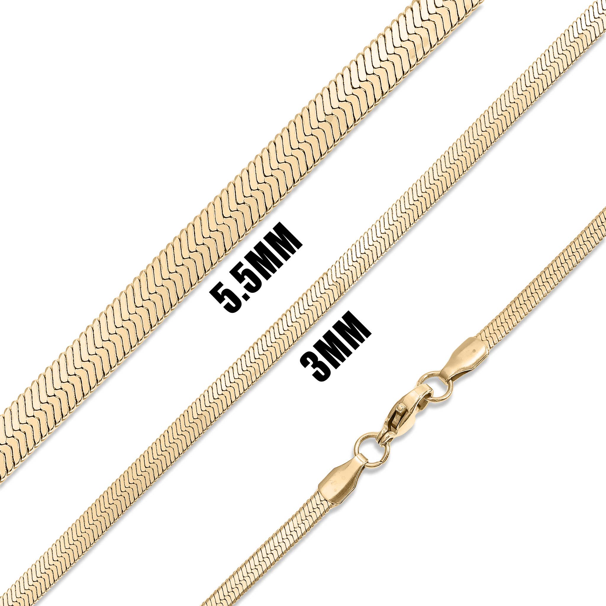 WJW - 18K Gold Stainless Steel Herringbone Chain Necklace