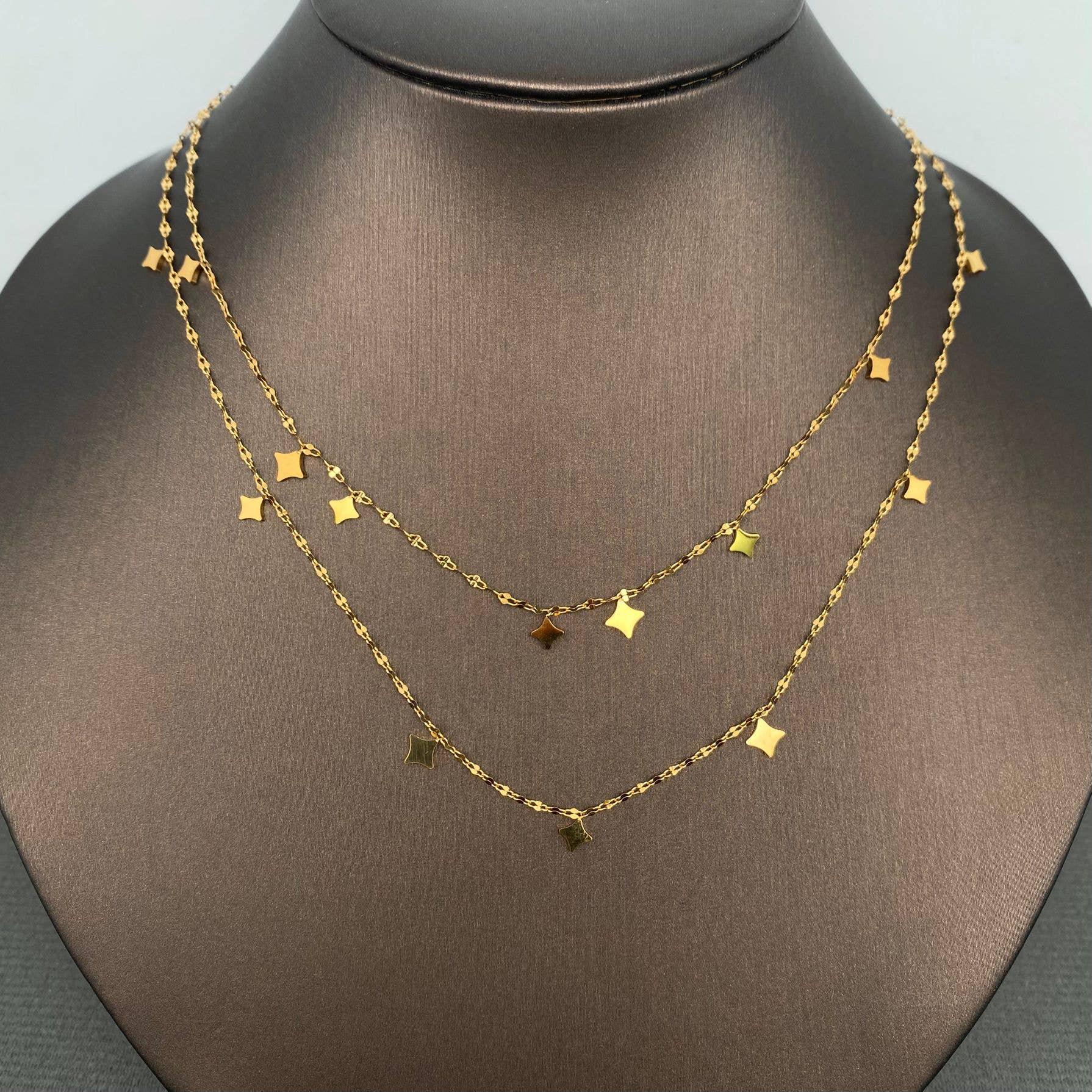 Mio Queena - Glossy Star 18K Golden S.Steel double-layer Necklace -FGS/MS