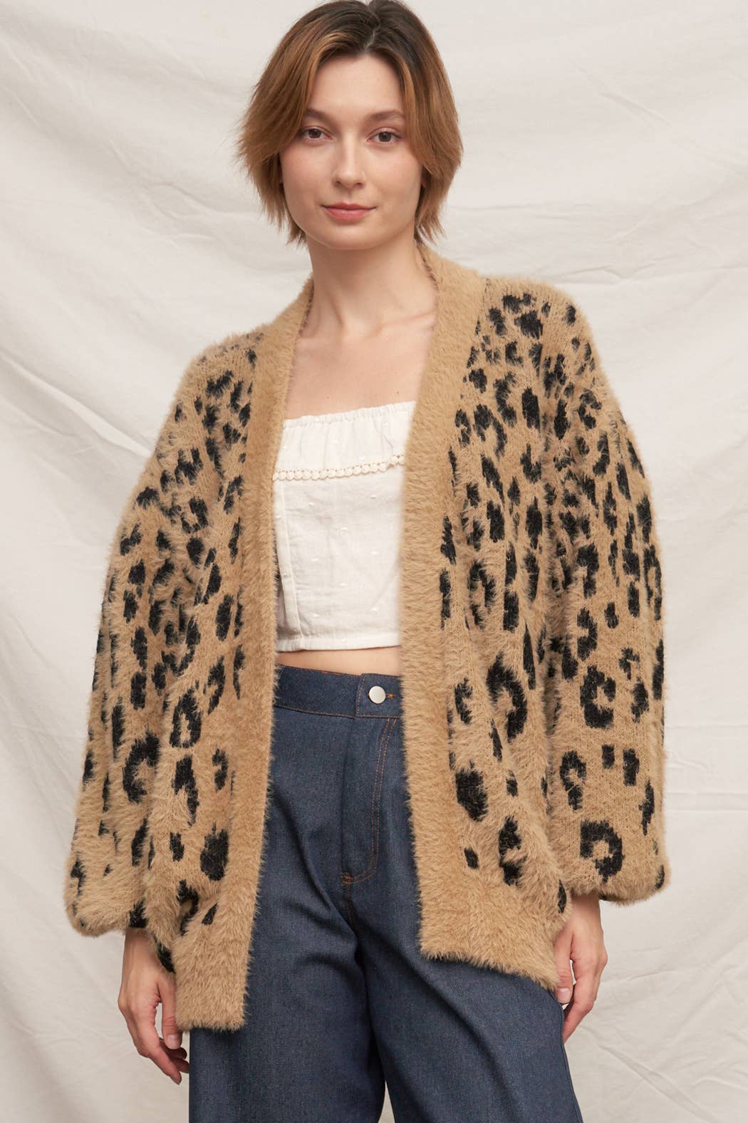 En Crème - Soft Leopard Sweater Cardigan