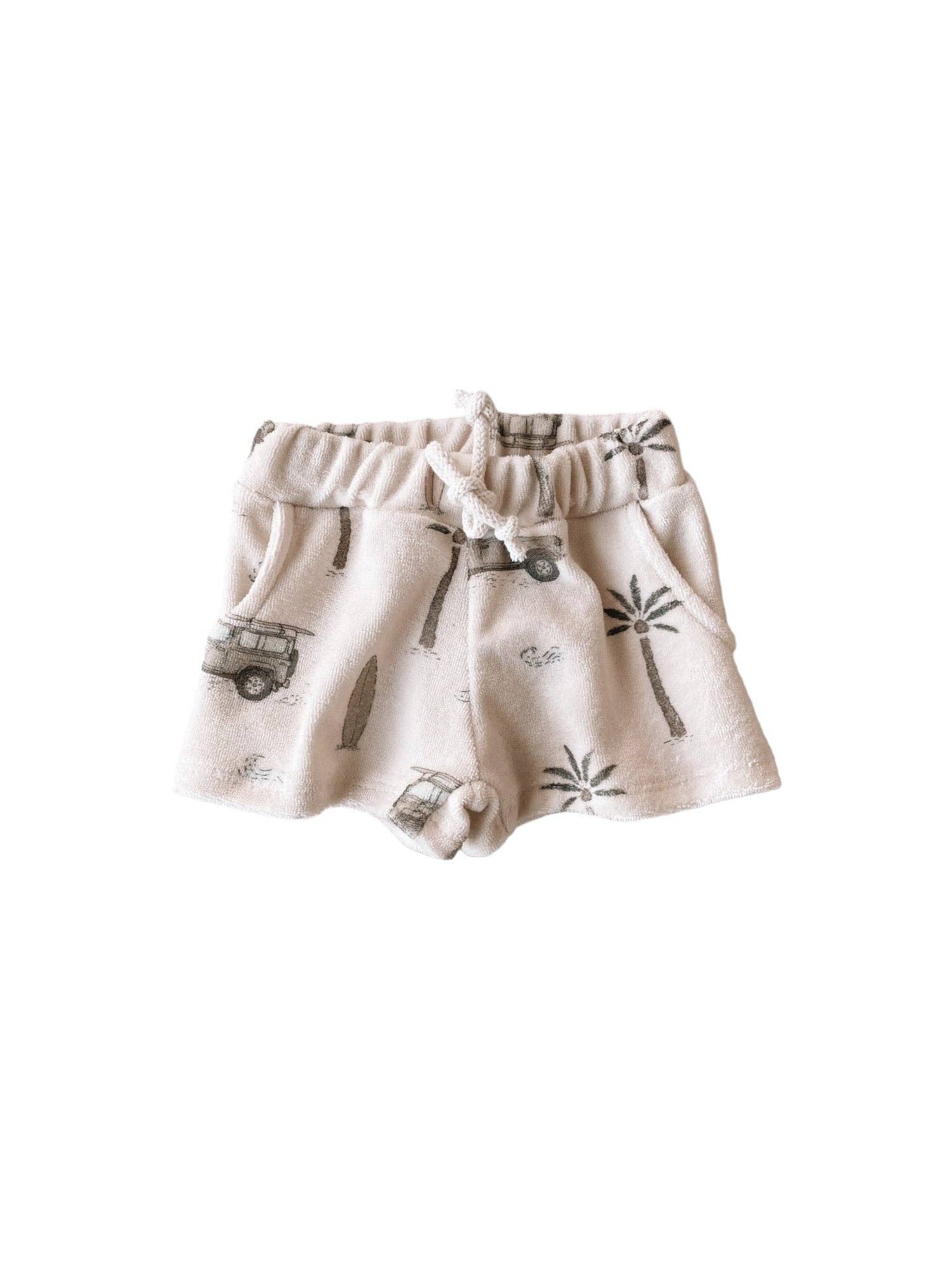 PETITE EvelinaApparel - Terry shorts / cars & palms