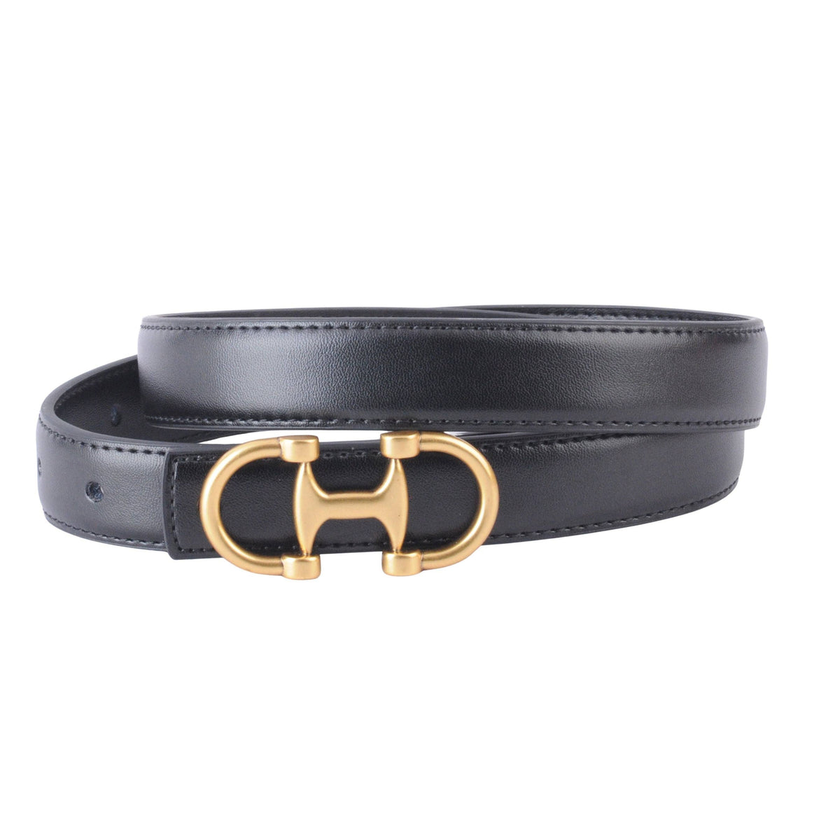 Most Wanted USA - Horsebit Buckle Equestrian Stitched Suede/Napa Leather Belt