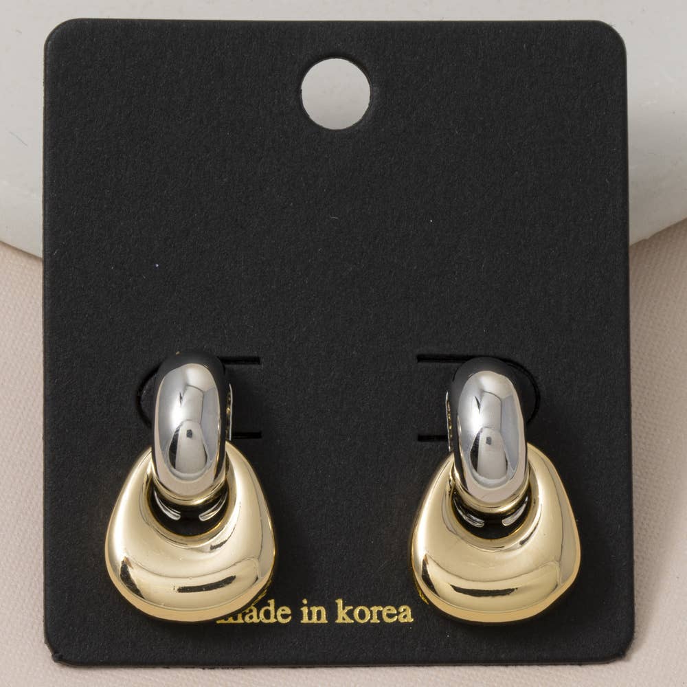 Fame Accessories - Chunky Puffy Doorknocker Drop Earrings